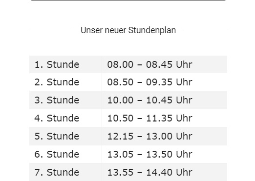 Neue Stundentafel ab dem Schuljahr 2019/2020