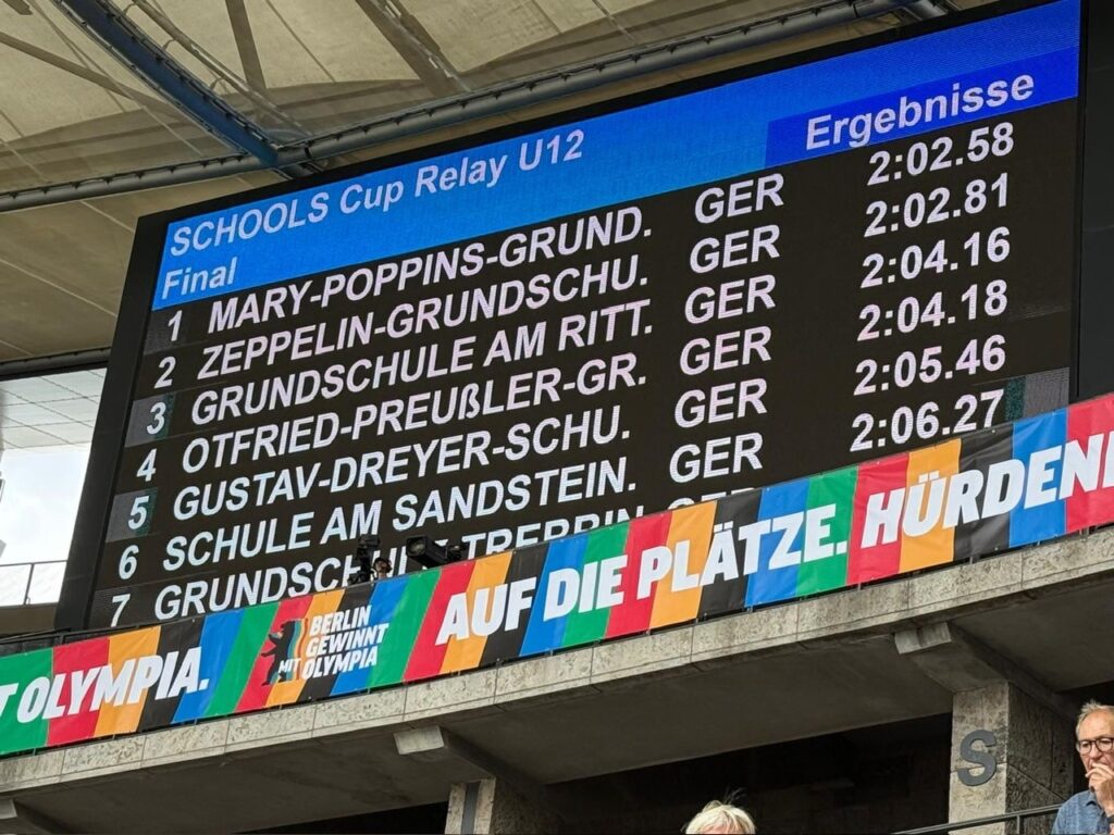 1. Platz für die Mary-Poppins-Grundschule beim ISTAF SCHOOLS CUP